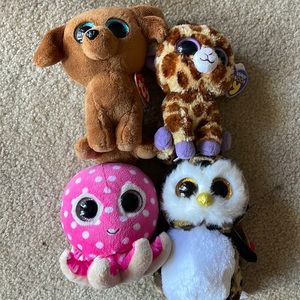 4 small beanie boo stuffed animals